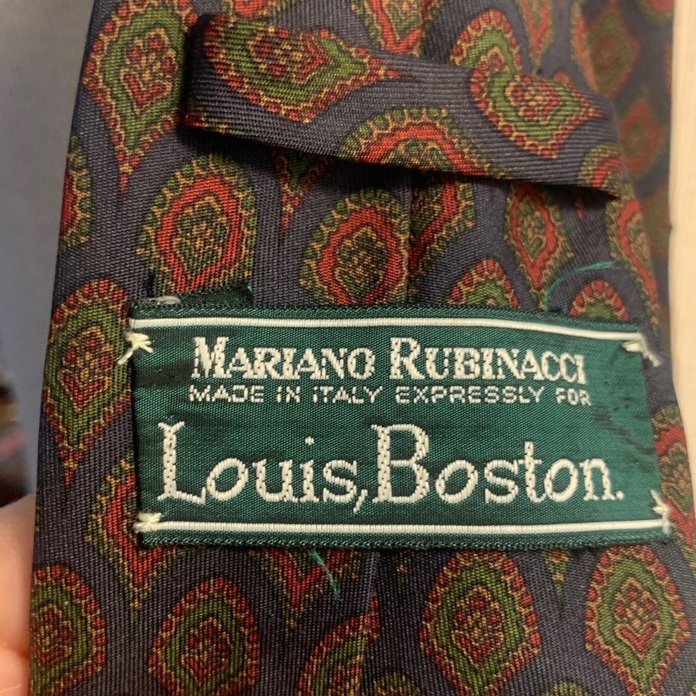 MARIANO RUBINACCI FOR LOUIS,BOSTON LUXURY DESIGNER CHOCOLATE BROWN SILK NECKTIE - Picture 7 of 15